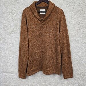 Goodthreads Sweater Mens XLT Shawl Collar Pullover Marled Brown Pocket
